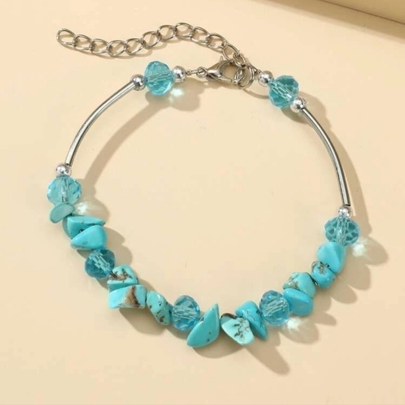 Turquoise  Stone Beaded Bracelet - Picture 2 of 5